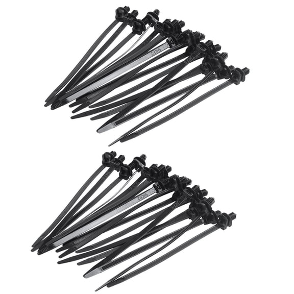 Nylon Push Mount Car Dome Cable Zip Tie, 162mm Length, 40 Pcs, Black