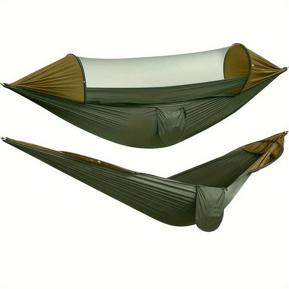 Nylon Quick-Deploy Hammock with Built-In Mosquito Net - Perfect for Outdoor Camping, Backpacking & Hiking