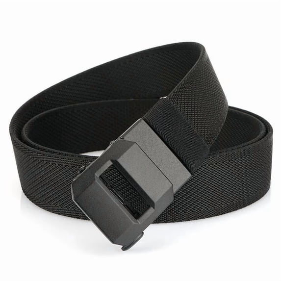 Nylon Ratchet Belt for Men, Adjustable Automatic Woven Waist Strap with Heavy-Duty Buckle for Sports Casual Business Use, Durable Stylish Belt for Everyday Outdoor Wear