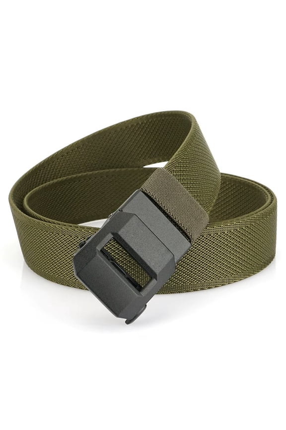 Nylon Ratchet Belt for Men, Adjustable Automatic Woven Waist Strap with Heavy-Duty Buckle for Sports Casual Business Use, Durable Stylish Belt for Everyday Outdoor Wear