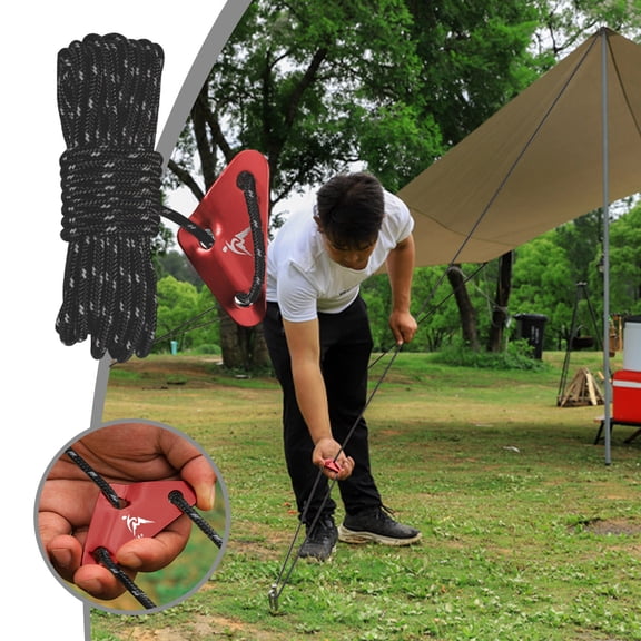 Nylon Reflective Camping Tent Rope with Aluminum Adjustment Buckle, 5m Length, High-Strength Windproof Guy Line for Outdoor Tents, Tarps, and Shelters