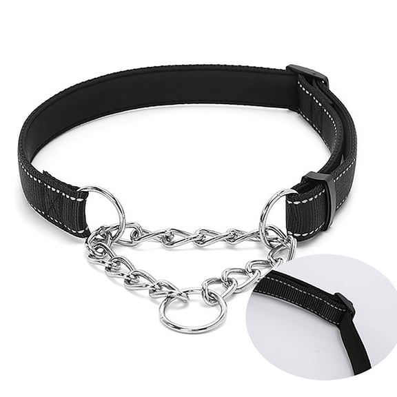 Nylon Reflective Dog Collar for Training and Daily Walking with Soft P Chain Pet Necklace