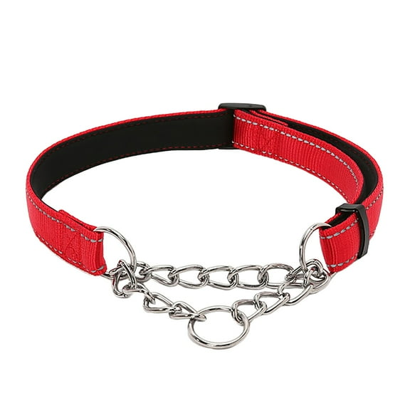 Nylon Reflective Dog Collar for Training and Daily Walking with Soft P Chain Pet Necklace