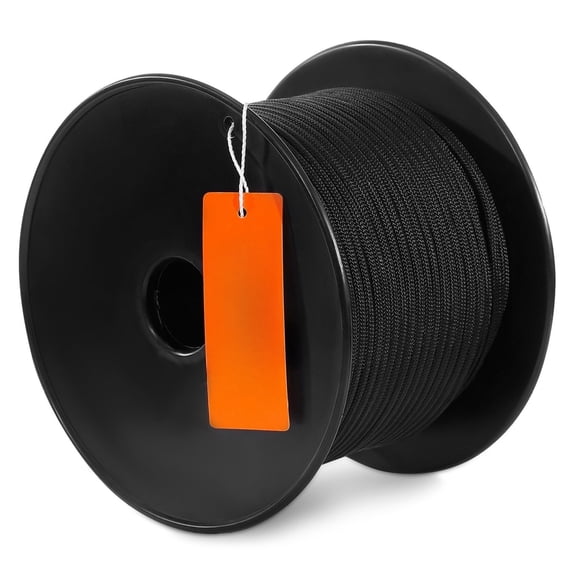 Nylon Rope 3/16 inch x 250 ft - 720 LBS Strength Braided Cord, 32 Strand, Black - for Tree Work, Hiking, Swing, Camping, Rescue