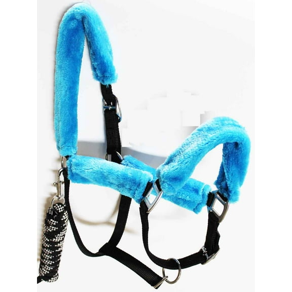 Nylon Rope HALTER Lead Rope Tack Noseband Fleece Paded Turquosie 606123