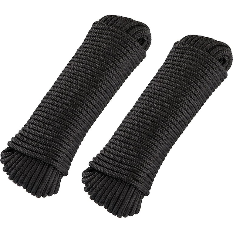 Nylon Rope, Paracord 550 Works Well for Camping Hiking Utility, Good for  Clothesline, Tie, Pull, Swing and More - 1/4 Inch by 50 Ft. Black - 2 Pack  