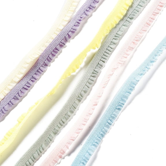 Nylon Ruffled Elastic Lace Trim for Clothes Decoration Mixed color 1/4 inch(8mm) about 2.00 Yards(1.83m)/pc 6pcs/set 1set