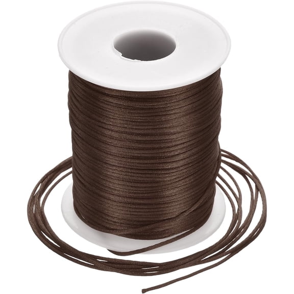 Nylon Satin Cord 1.5mm, 109 Yard String for Bracelet Braided Thread [for Jewelry Making Necklace Chinese Knot Craft] - Coffee