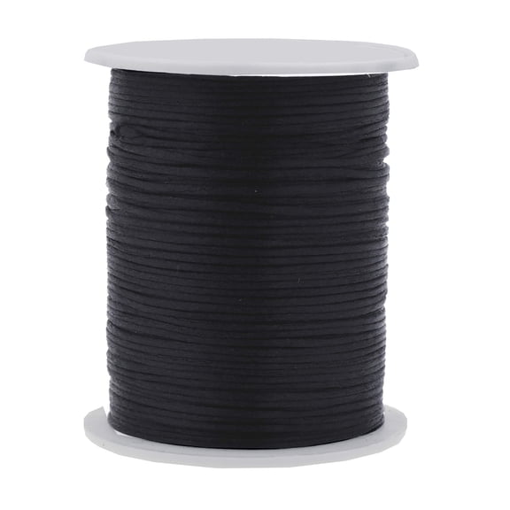 Nylon Satin Cord 1mm Rattail Black, 100 Yards Chinese Knotting Cord, for Bracelet Necklace Jewelry Making, Macrame Trim, Crafts, Crochet, Lanyard, Beading