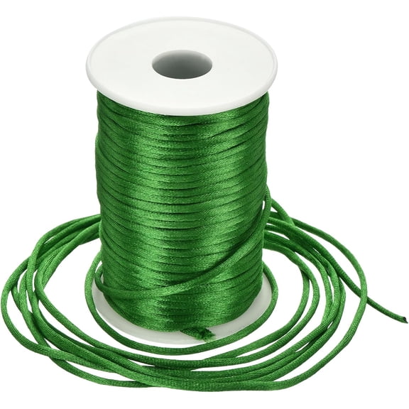 Nylon Satin Cord 3mm, 55 Yard String for Bracelet Braided Thread [for Jewelry Making Necklace Chinese Knot Craft] - Green