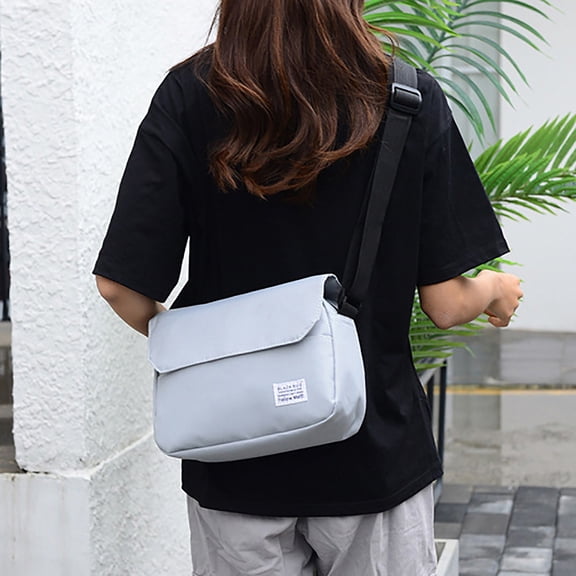 Nylon Shoulder Bags for Women Multi-Pocket Zipper Waterproof Travel Purse Casual Small Lightweight Messenger Bag Gray