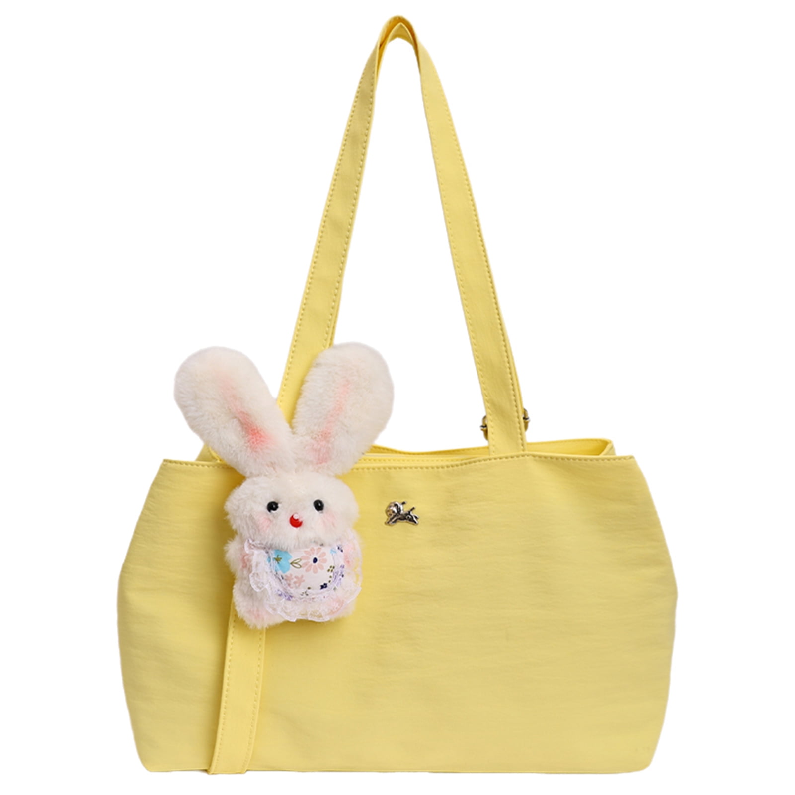 Nylon Simple Shoulder Bag Lightweight Tote Spacious Interior Solid ...