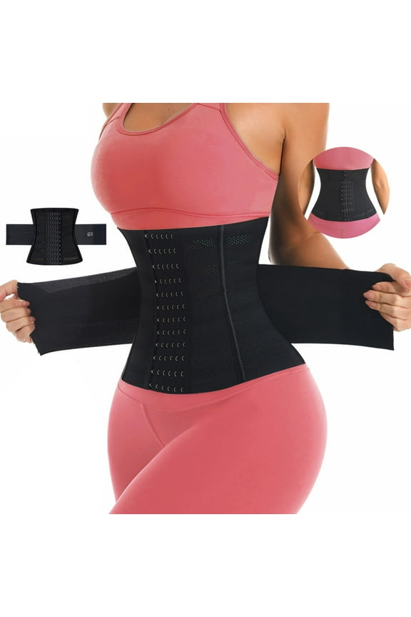 Nylon Slimming Corset, Black Women's Body Shaping Shapeware, Women Waist Trainer Belt Abdominal Control Waist Cincher Sport Waist Trimmer Sauna Sweat Workout Girdle Slim Belly Band, S