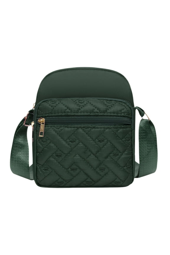 Nylon Small Square Shoulder Bags for Women, Crossbody Messengers Bag, Travel Large Cross Body Bag Quilted Purse, 5.9X6.7In (Green)