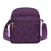Nylon Small Square Shoulder Bags for Women, Crossbody Messengers Bag, Travel Large Cross Body Bag Quilted Purse, 5.9X6.7In Purple