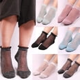 thumbnail image 1 of Nylon Socks for Women Translucent Ankle Socks Silky Breathable Sock for Women Silky Glitter Short Stockings Ankle Socks Summer White, 1 of 4