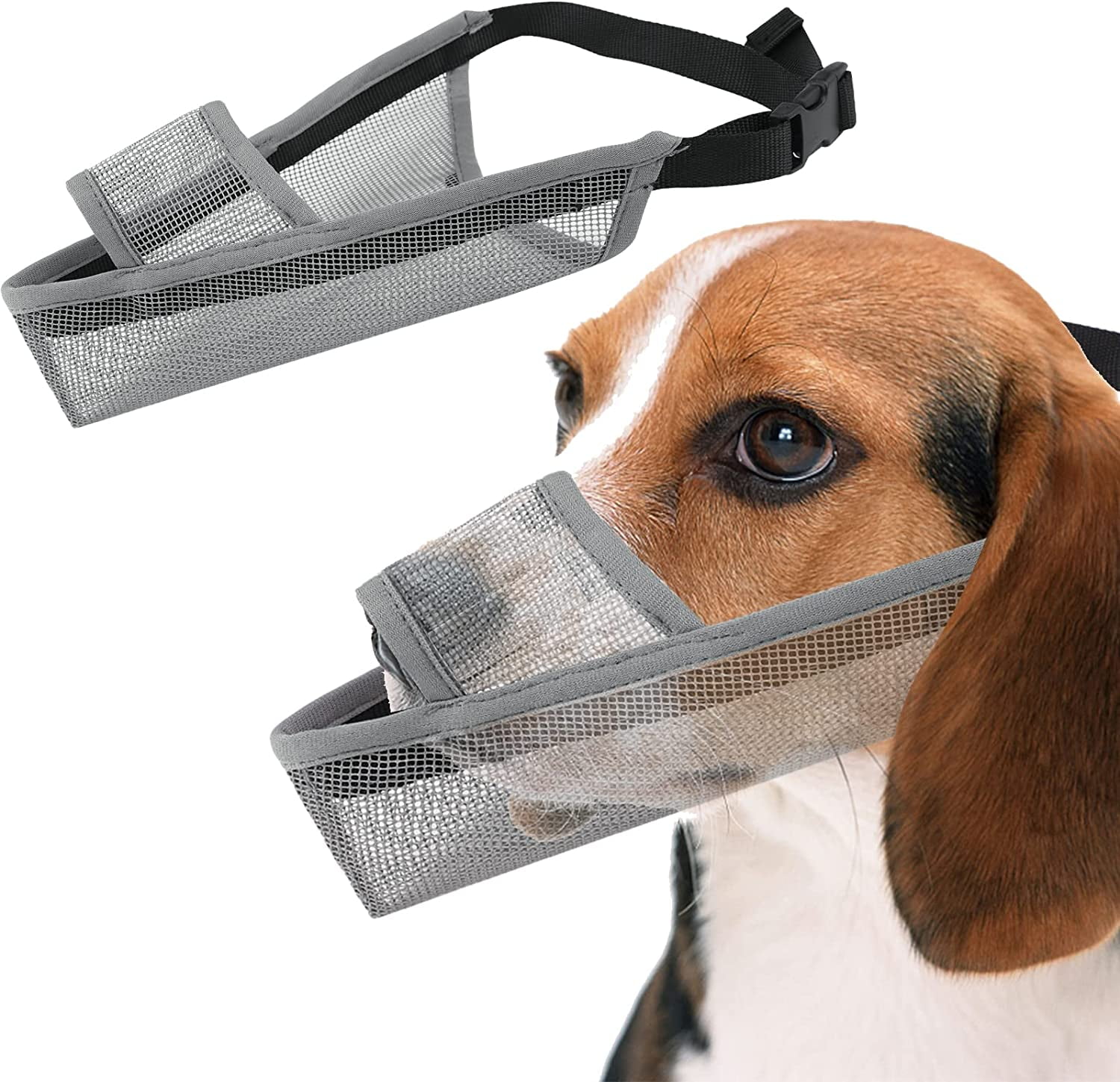 Nylon Soft Dog Muzzle for Dogs, Adjustable Loop Breathable Mesh Dog