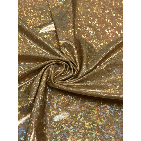 Nylon Spandex 4 Ways Stretch Shatter Glass Mystique Fabric by The Yard or Bulk (Gold)