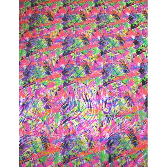 Nylon Spandex Abstract Multi Color Neon Print Hologram Foil Design