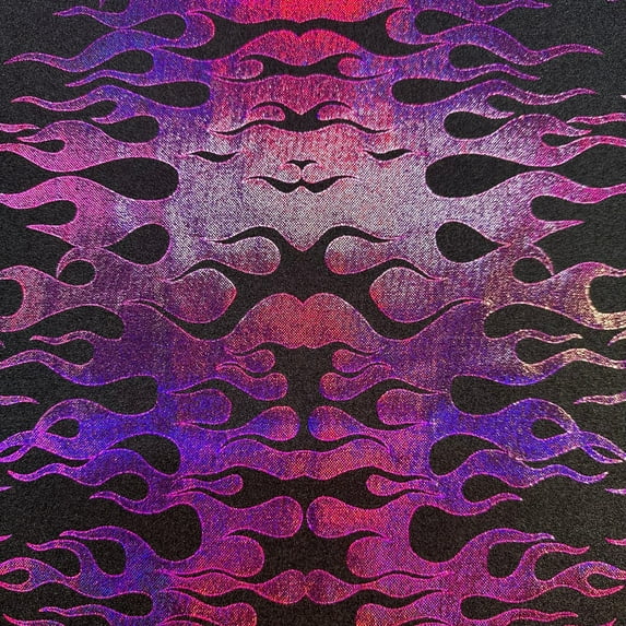 Nylon Spandex Hologram Flame Foil Fabric - Ignite Style with Mesmerizing Radiance!| Spandex Palace