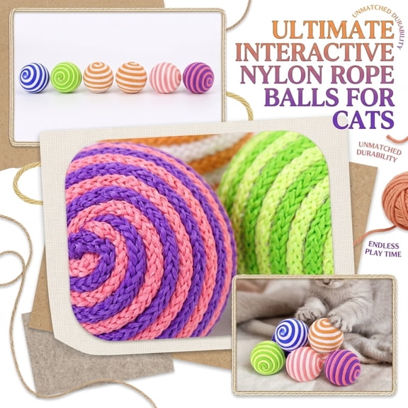 Nylon Spiral Pattern Ball Toy Set Durable Lightweight Textured for Pet Interactive Play Indoor Outdoor Entertainment Supply