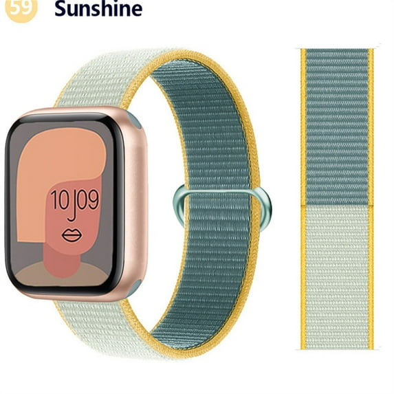Nylon Sport Loop Bands for Apple Watch Band 44mm 40mm 41mm 45mm 38mm 42mm for Women Men, Stretchy Elastic Braided Replacement Wrist Band for iWatch Series 6 7 5 4 3 2 1 SE -Sunshine