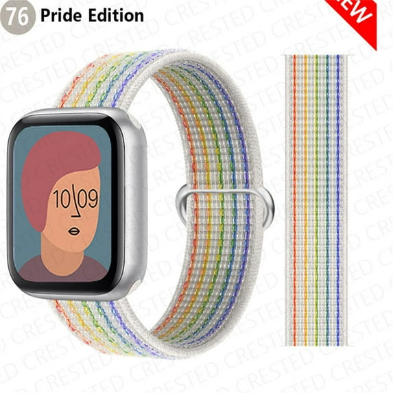 Nylon Sport Loop Bands for Apple Watch Band 44mm 40mm 41mm 45mm 38mm 42mm for Women Men, Stretchy Elastic Braided Replacement Wrist Band for iWatch Series 6 7 5 4 3 2 1 SE -Pride Edition