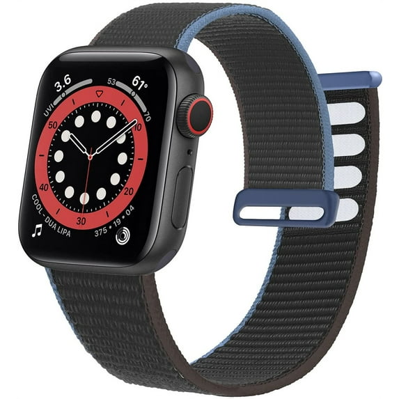 Nylon Sport Loop Bands Compatible with Apple Watch Band 38mm 40mm 41mm 42mm 44mm 45mm for Women Men, Stretchy Elastic Braided Replacement Straps for iWatch Series 6 7 5 4 3 2 1 SE - Charcoal