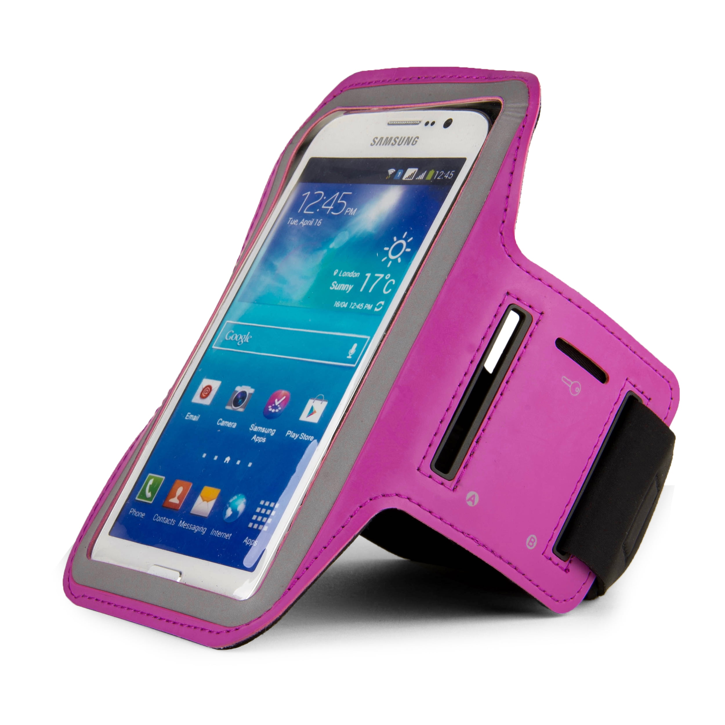 SumacLife Nylon Sports Armband Case Waterproof Band With Built-In Key Pocket, Purple