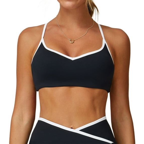 Nylon Sports Bra With Cutout Back Design Quick Dry Wirefree Gym Bra For Yoga Running High Intensity Training Women Activewear