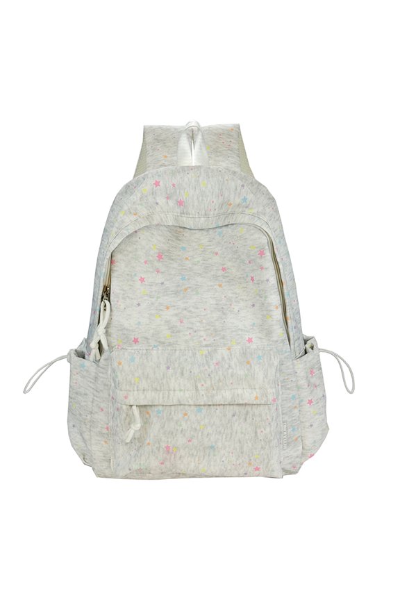 Nylon Star Motif Casual Rucksack, Large Capacity Commute Daily Carryall, Lightweight Bag for Work Campus, 16.93 Inch (Grey)