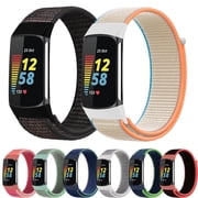 Nylon Strap for Fitbit Charge 5 Smart Watch Sports Nylon Weave Loop Bracelet Wristband Correa Pulsera for fitbit Charge 5 Band - Milky White