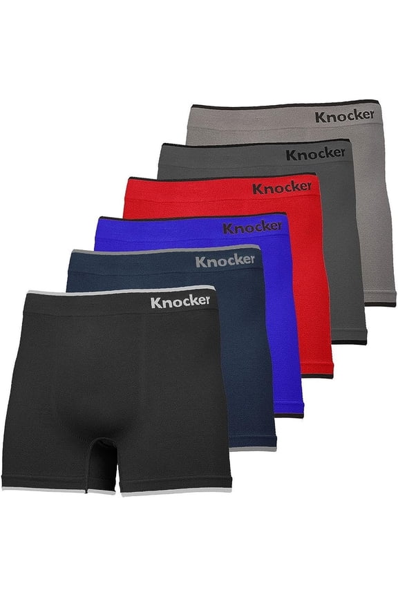 Nylon Stretchable Compression Boxer Brief 6-Pcs Set, Assorted Colors (Plain) OS
