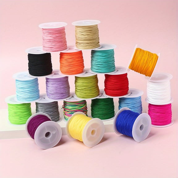 Nylon String for Bracelets, 20 Colors Chinese Knotting Cord, 0.8 mm Nylon Cord for Jewelry Making, Beading, Necklaces, Friendship Bracelets, Tassels and Craft