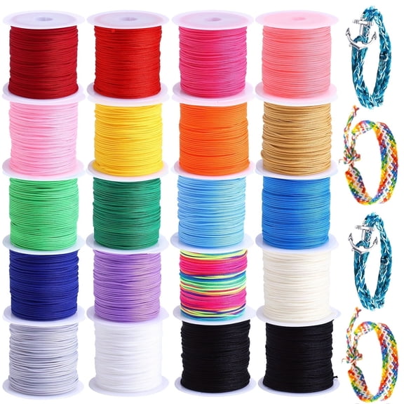 Youersen Nylon String Set, Ideal for Bracelets, and Jewelry Making Projects, 20 Rolls