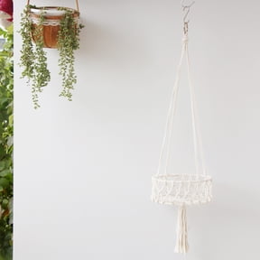 Nylon String Woven Hanger Floating Shelf for Indoor Plant Pot Display, Wall Mounted Storage Rack
