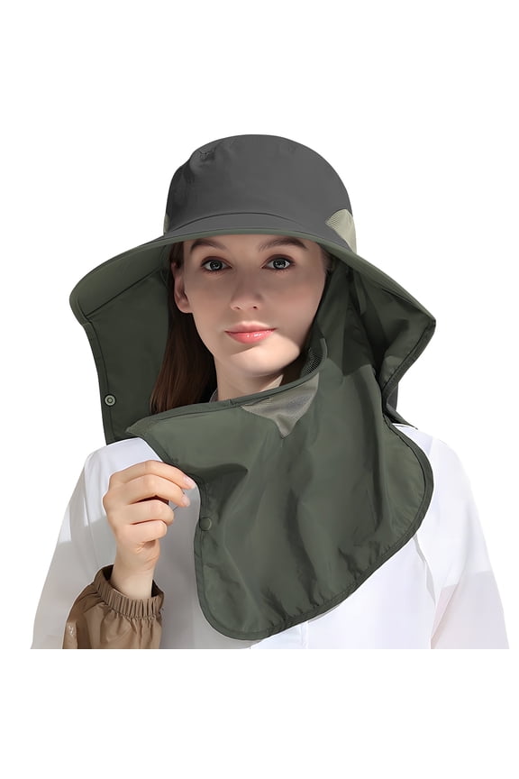 Nylon Sun Hats for Women and Men UPF 50+ Sun Protection and Neck Flap,Bucket Hat for Men and Women