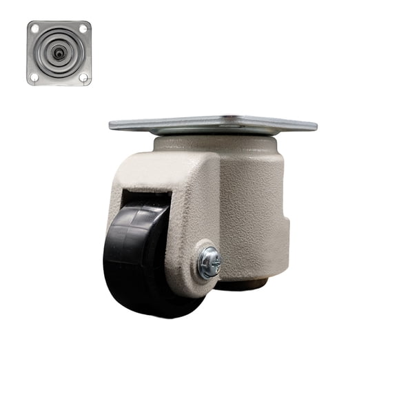 Nylon Swivel TP Light Duty Floor Leveling Caster w/2.44" Diameter Black Wheel