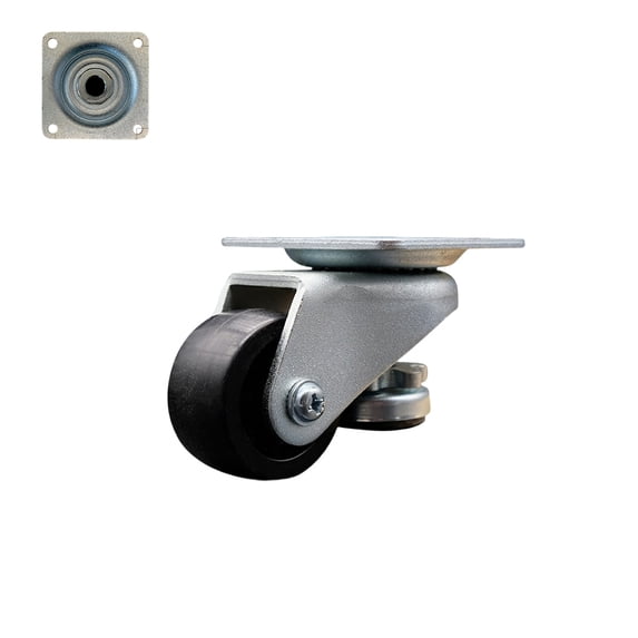 Nylon Swvl Top Plate Light Duty Floor Leveling Caster w/2" Diameter Black Wheel