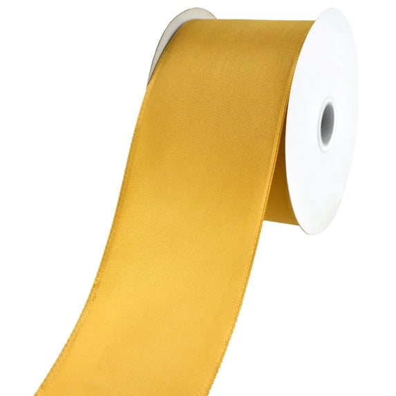 Nylon Taffeta Wired Edge Ribbon, 2-1/2-Inch, 25-Yard - Antique Gold
