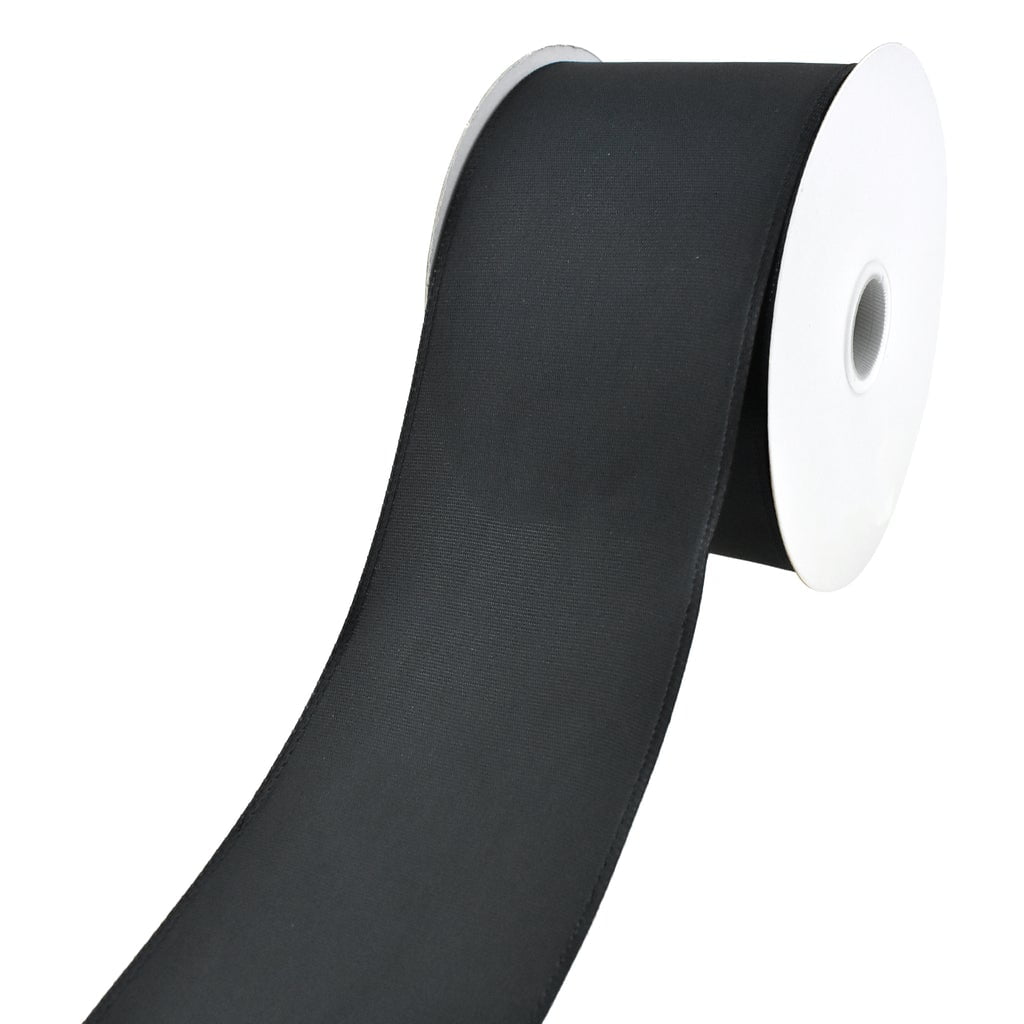 Nylon Taffeta Wired Edge Ribbon, 2-1/2-Inch, 25-Yard - Black