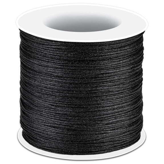 Nylon Thread 0.8mm Tarred Twine, Braided Bracelet Cord for Jewelry, Beading, Macrame, Wind Chime, Blinds, Chinese Knots, Outdoor Crafts, Lift Shade Repair, Black