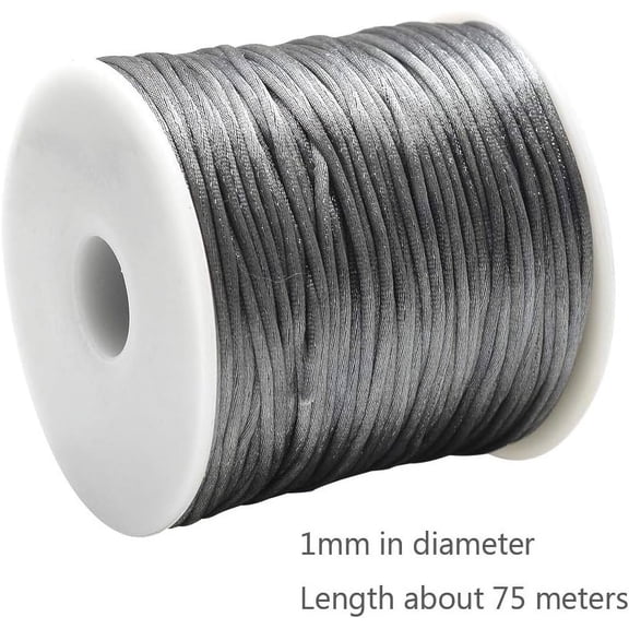 Nylon Thread Rattail Satin Cord Gray about 1mm about 76.55 yards(70m)/roll
