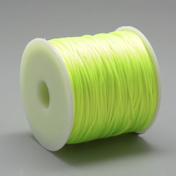 Nylon Thread Rattail Satin Cord Green Yellow 1mm 76.55 yards(70m)/roll