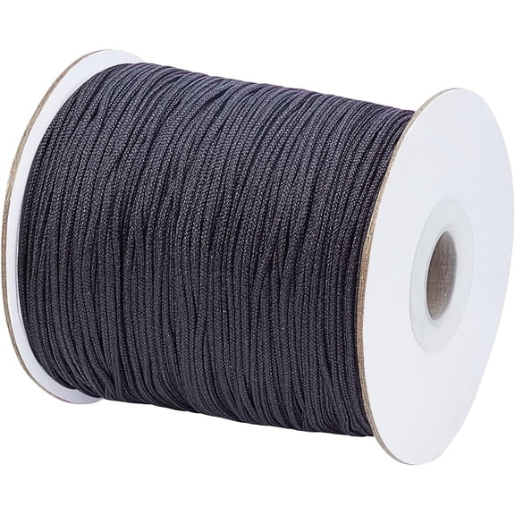 Nylon Thread Round Chinese Knotting Cord Beading String for Bracelet Making Black 1.5mm 140yards/roll