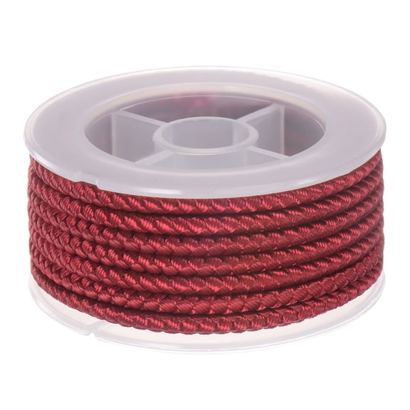 Nylon Thread Twine Beading Cord 4mm Extra-Strong Braided Nylon Crafting String 3.2M/10.5 Feet, Dark Red