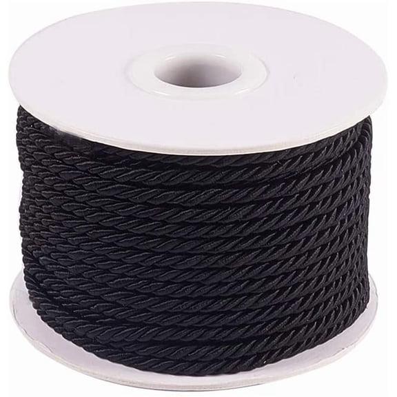 Nylon Threads Cords/Twisted Cords Black 3mm 20m/roll