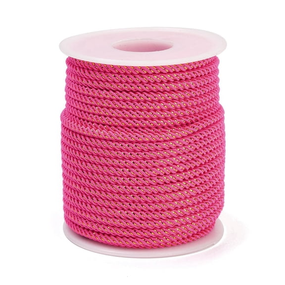 Nylon Threads Cords/Twisted Cords Hot Pink 3mm 21.87 yards(20m)/roll for DIY