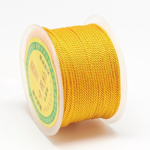 Nylon Threads Milan Cords/Twisted Cords golden 1.5~2mm about 54.68 yards(50m)/roll