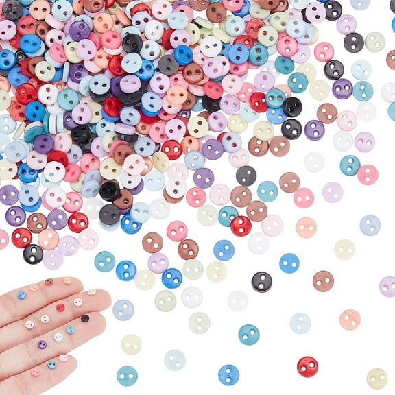 Nylon Tiny Button Micro Buttons Sewing Buttons 2-Hole Mixed Color 4.5x1.5mm Hole: 0.8mm 450pcs/box